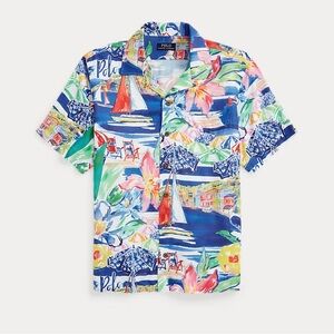 Polo Ralph Lauren Riviera Print Camp Shirt - Rare!  Size XXL Vacation Tropical